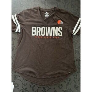 Cleveland Browns Football NFL Fanatics  Shirt V Neck Women XL Brown Sparkle New